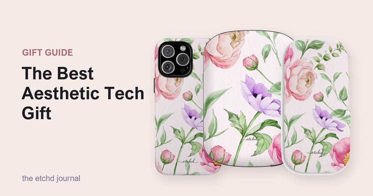 A Peony Bloom matching set, floral phone case, magnetic power bank and grip in one watercolour design