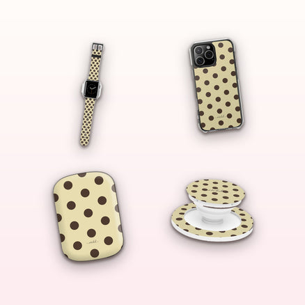 Butter & Brown Polka Dot matching set by etchd