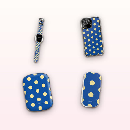 Butter & Cobalt Polka Dot matching set by etchd