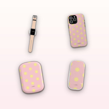 Butter & Pink Polka Dot matching set by etchd