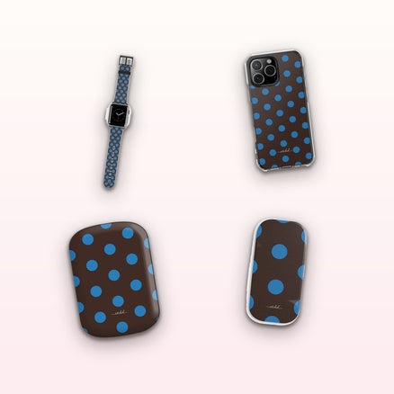 Cerulean & Espresso Polka Dot matching set by etchd