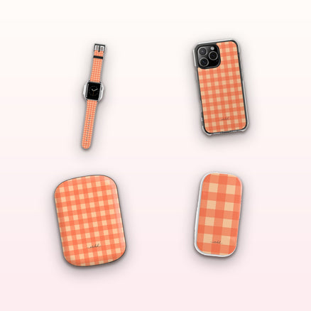 Coral & Peach Gingham matching set by etchd