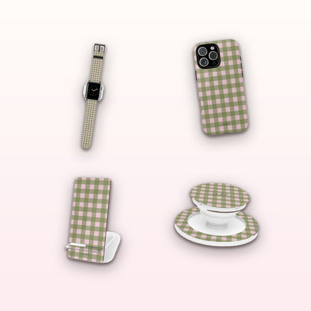 Green & Pink Gingham matching set by etchd