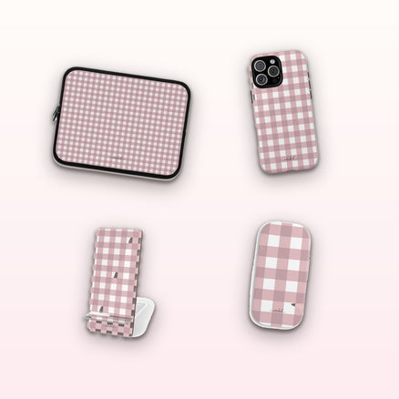 Pink & White Gingham matching set by etchd