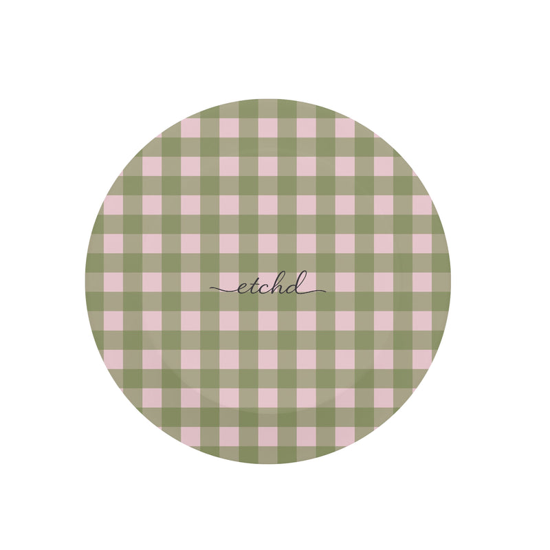 Green & Pink Gingham Anello e supporto per telefono-zoom-