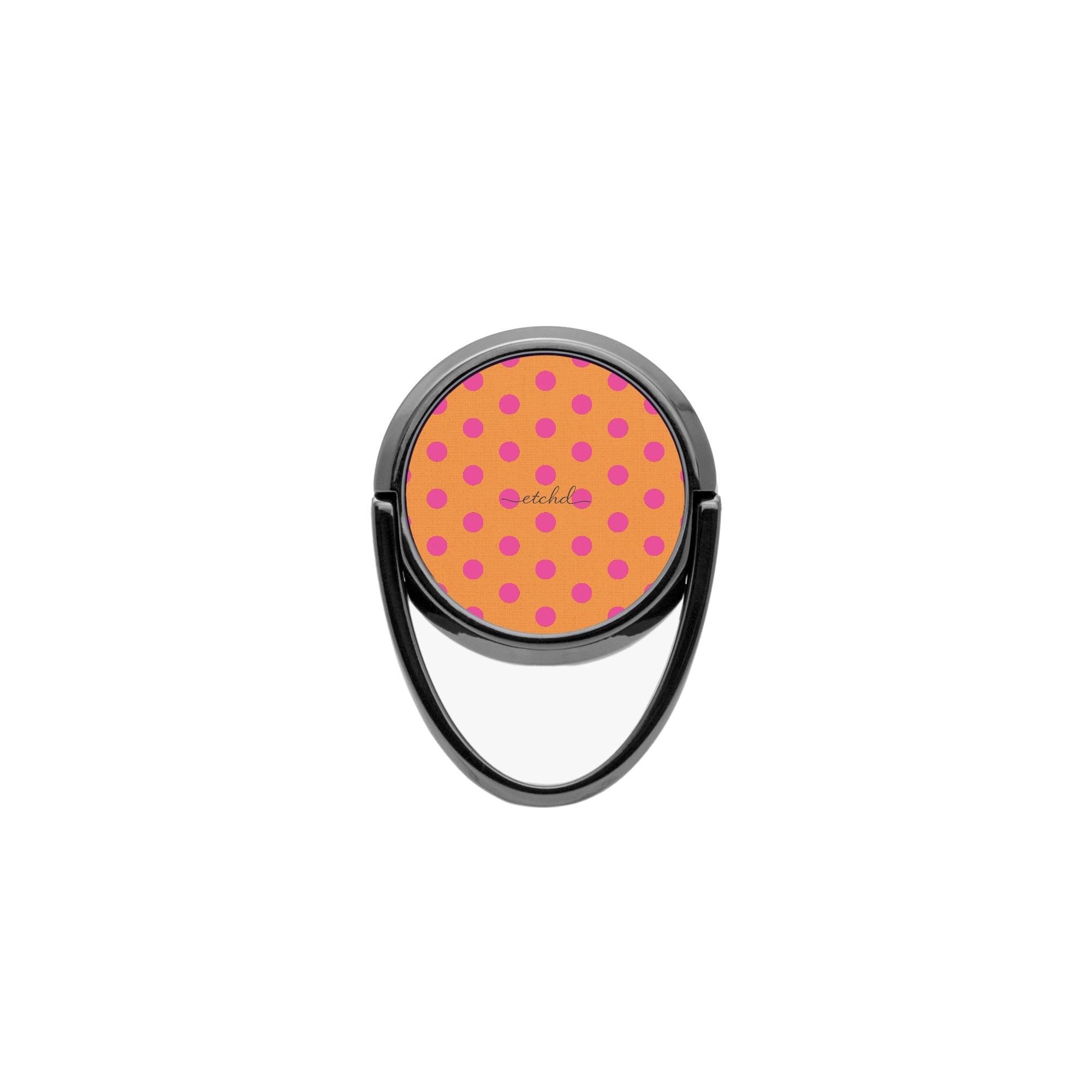 Pink And Orange Polka Dot Phone Ring Holder by etchd, view 4
