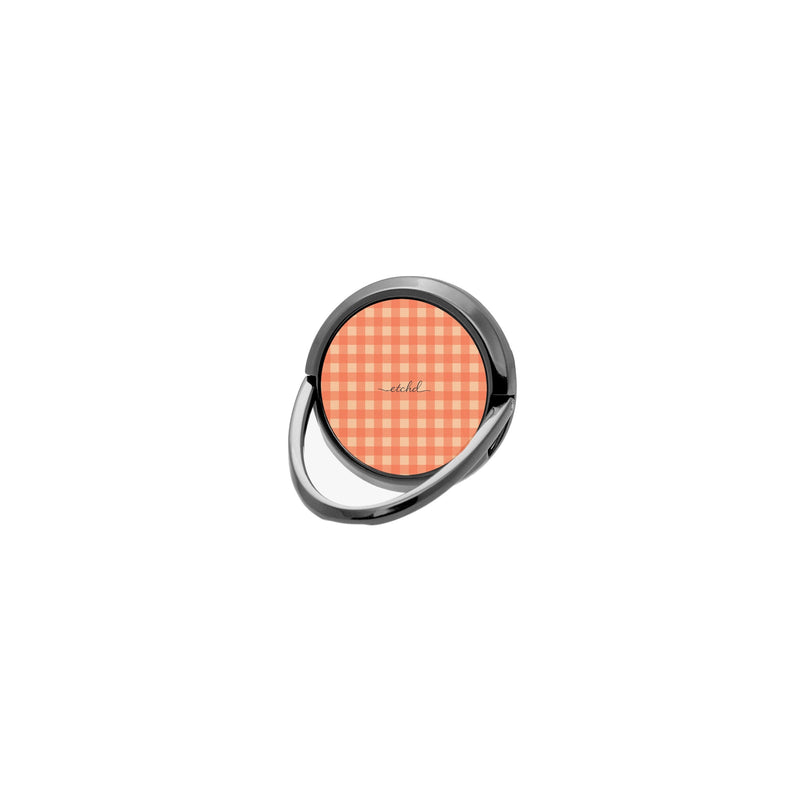 Coral & Peach Gingham Ring Handyhalterung-zoom-