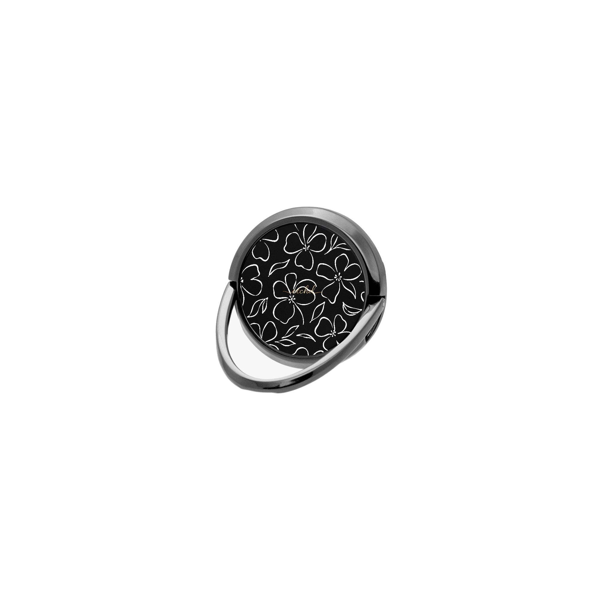 Black & White Floral Phone Ring Holder by etchd