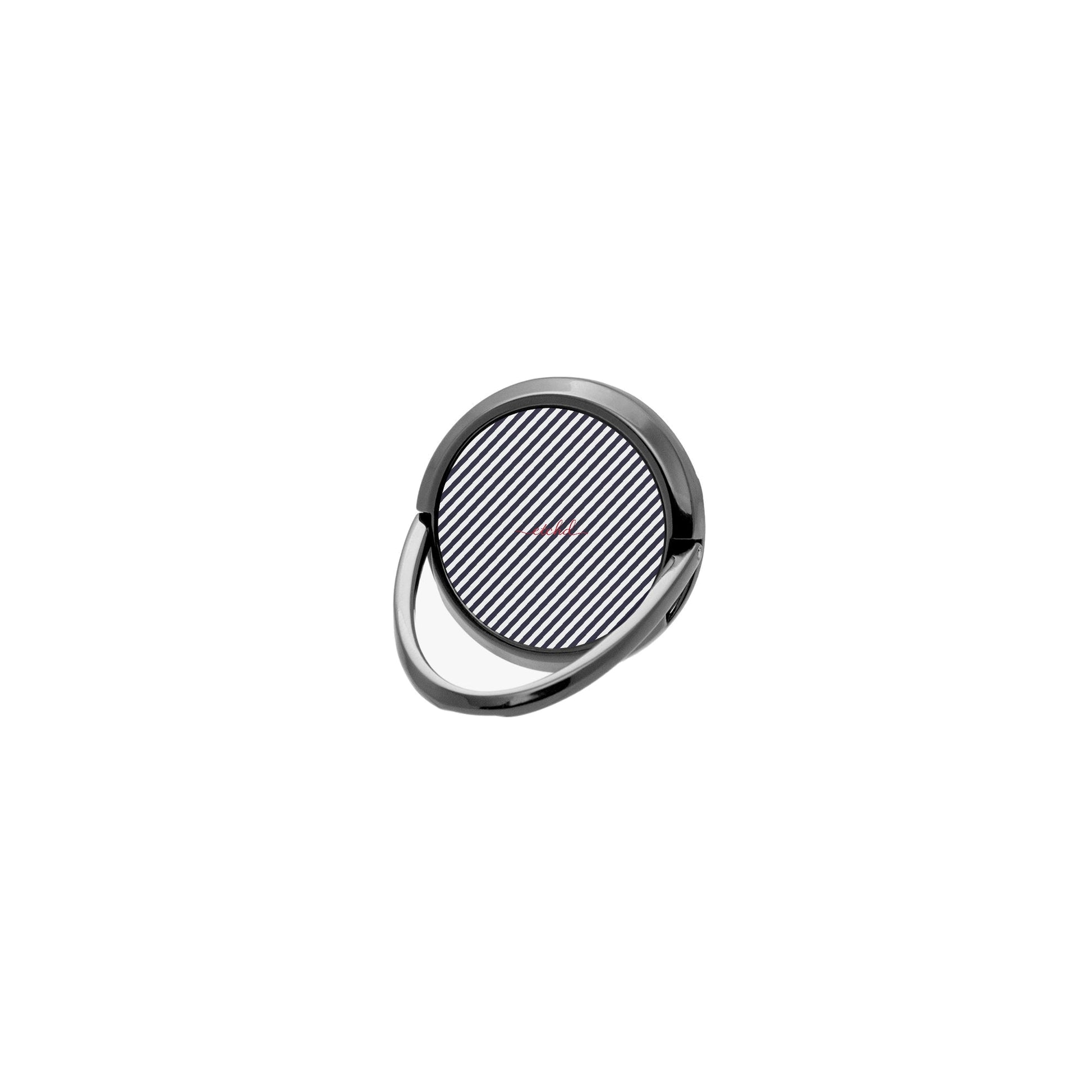 Navy And White Striped Diagonal Phone Ring Holder by etchd