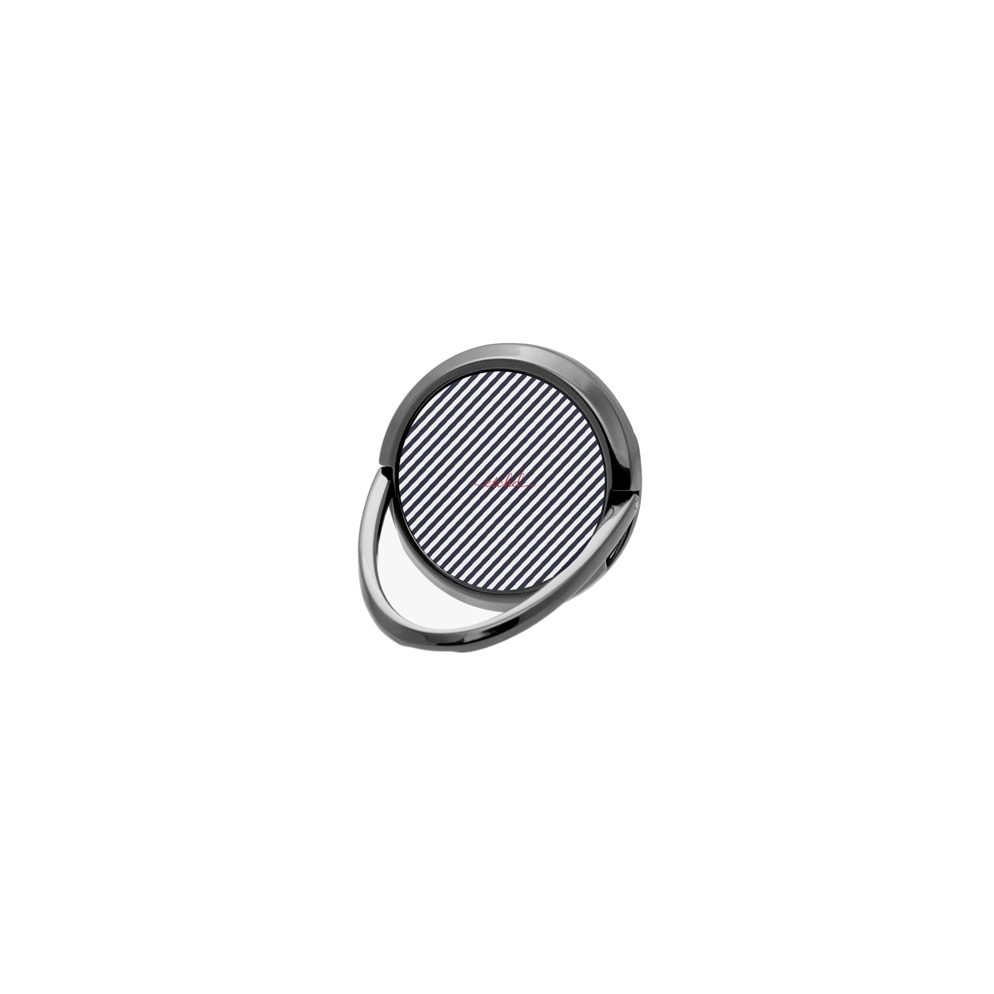 Navy And White Striped Diagonal Phone Ring Holder by etchd