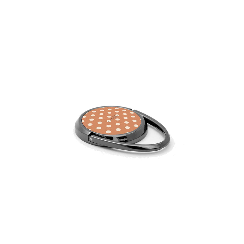 Cream & Terracotta Polka Dot Handy Ring-Halterung-zoom-