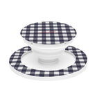 White & Navy Gingham Anello e supporto per telefono