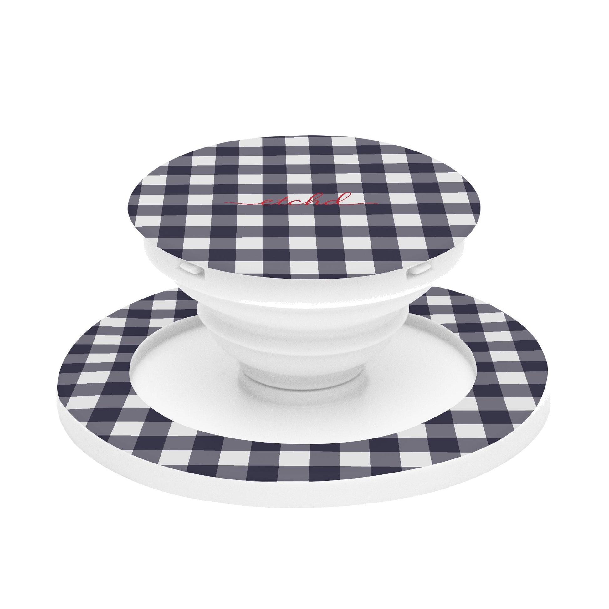 White & Navy Gingham Phone Grip And Stand by etchd