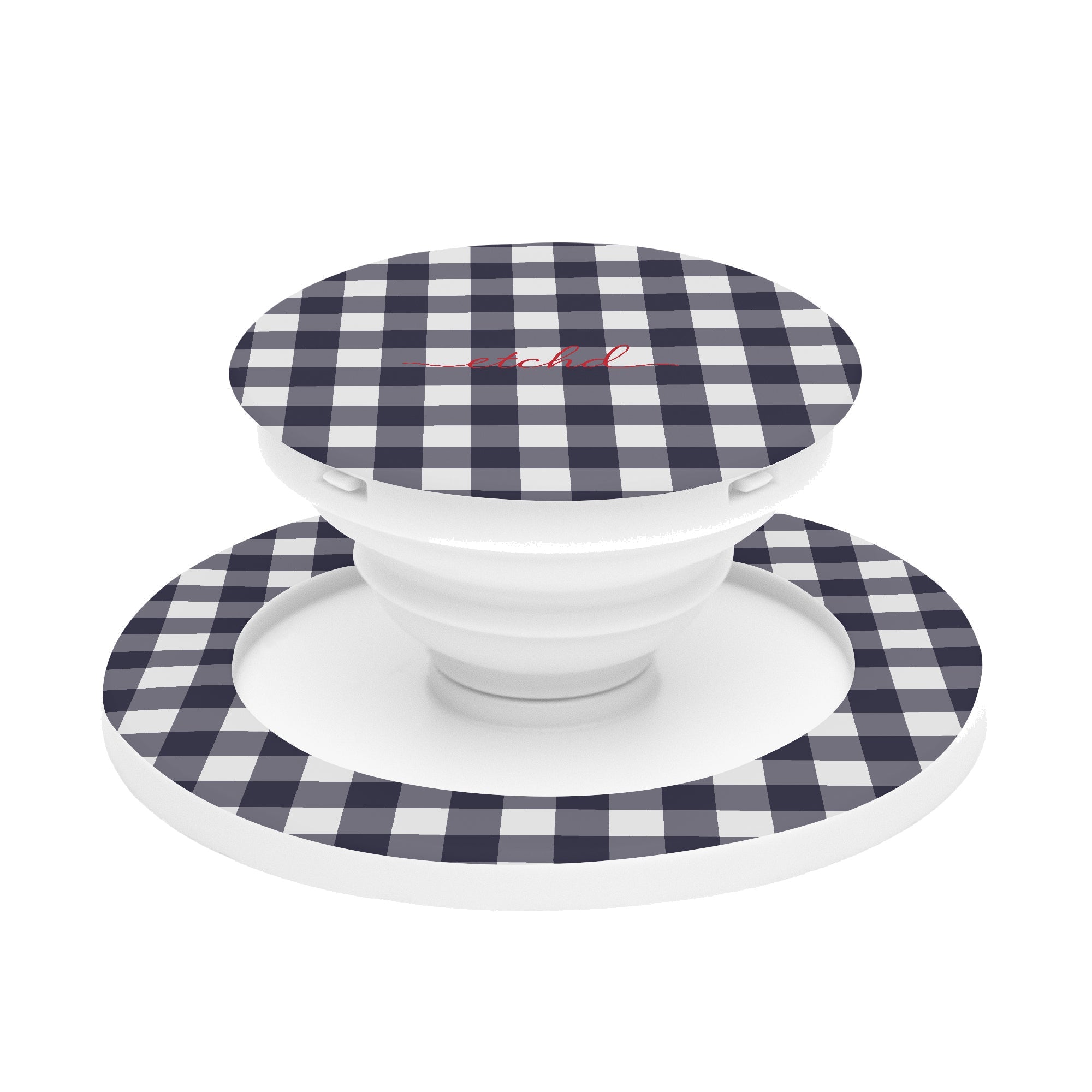 White & Navy Gingham Phone Grip And Stand by etchd