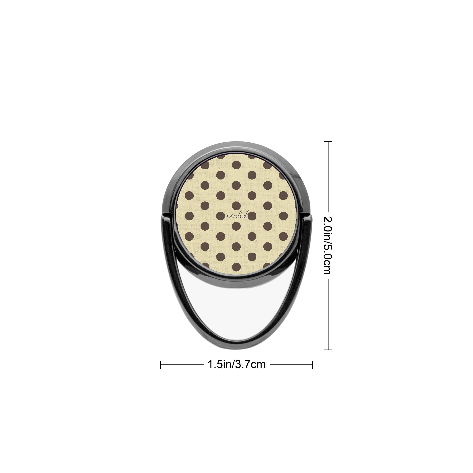 Butter Yellow And Brown Polka Dot Phone Ring Holder by etchd, view 3