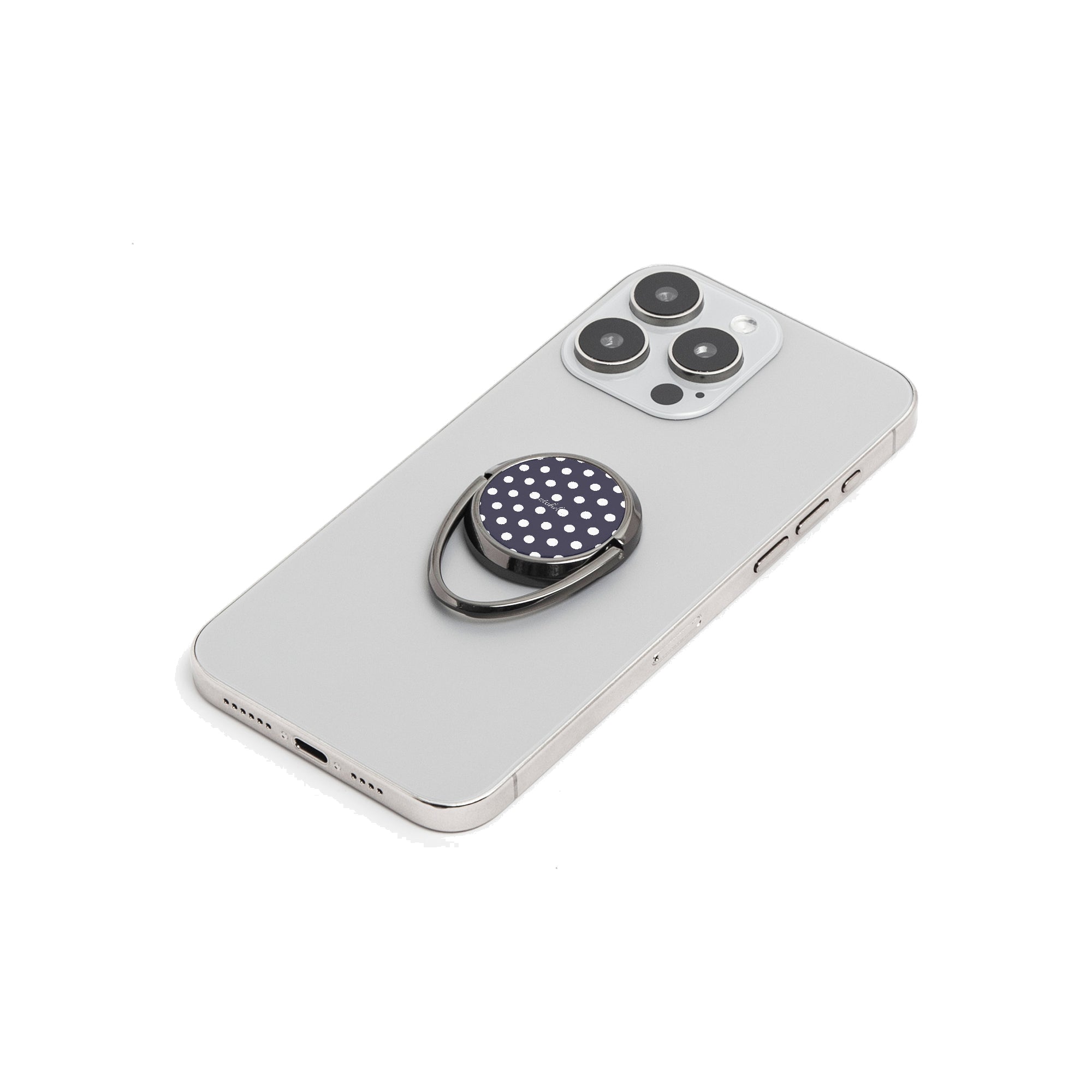 White And Navy Polka Dot Phone Ring Holder by etchd, view 6