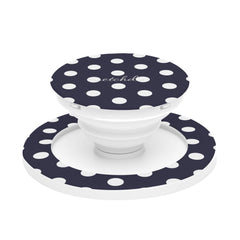 White And Navy Polka Dot Phone Grip And Stand by etchd