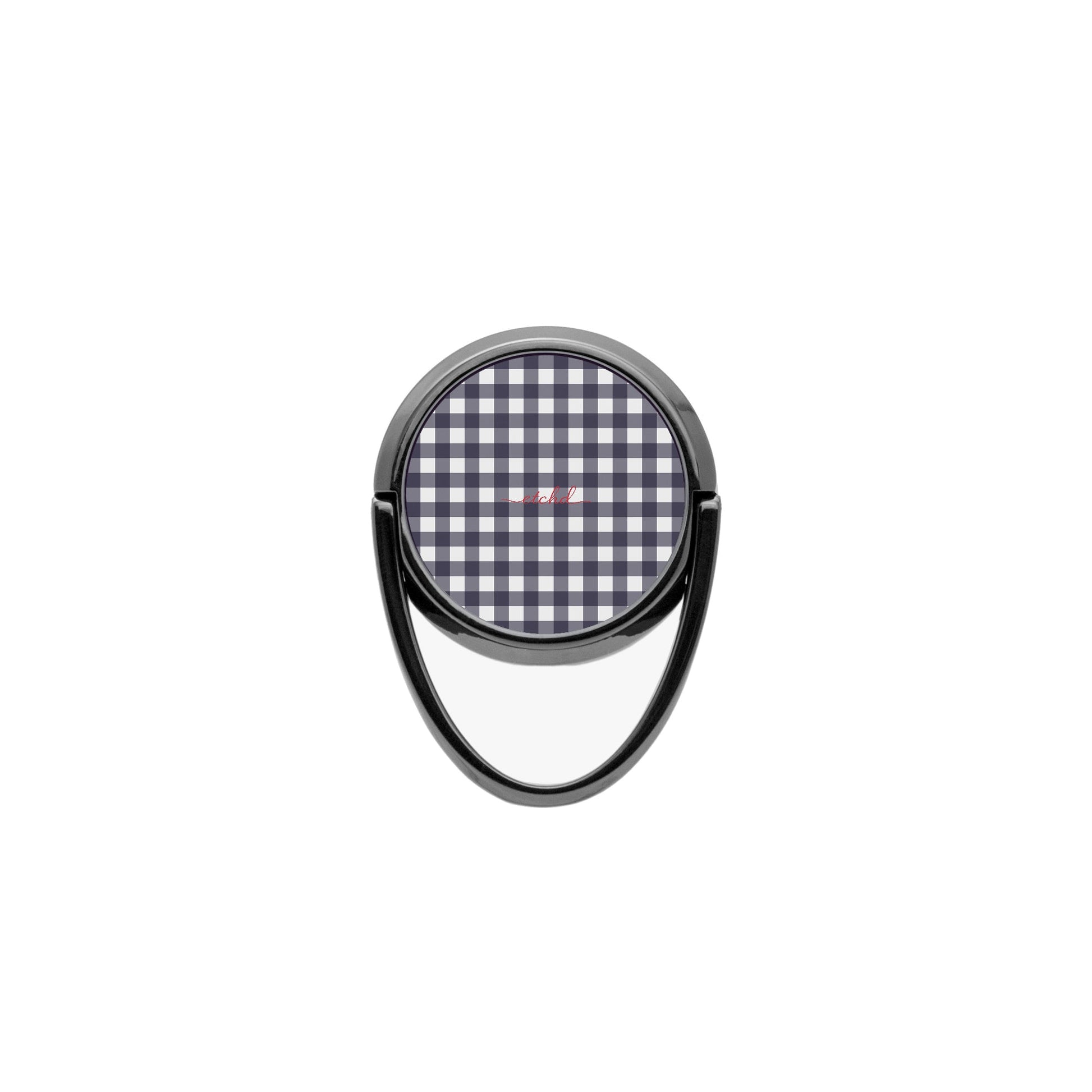 White & Navy Gingham Phone Ring Holder by etchd, view 4