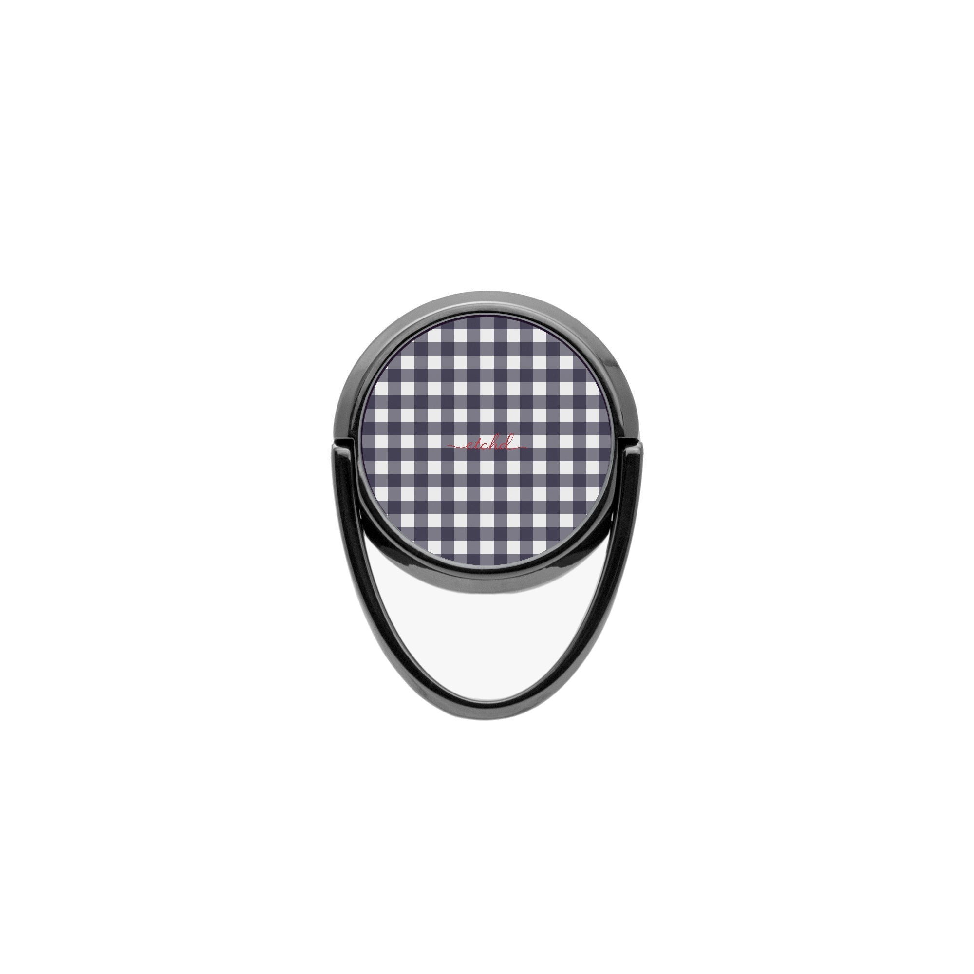 White & Navy Gingham Phone Ring Holder by etchd, view 4