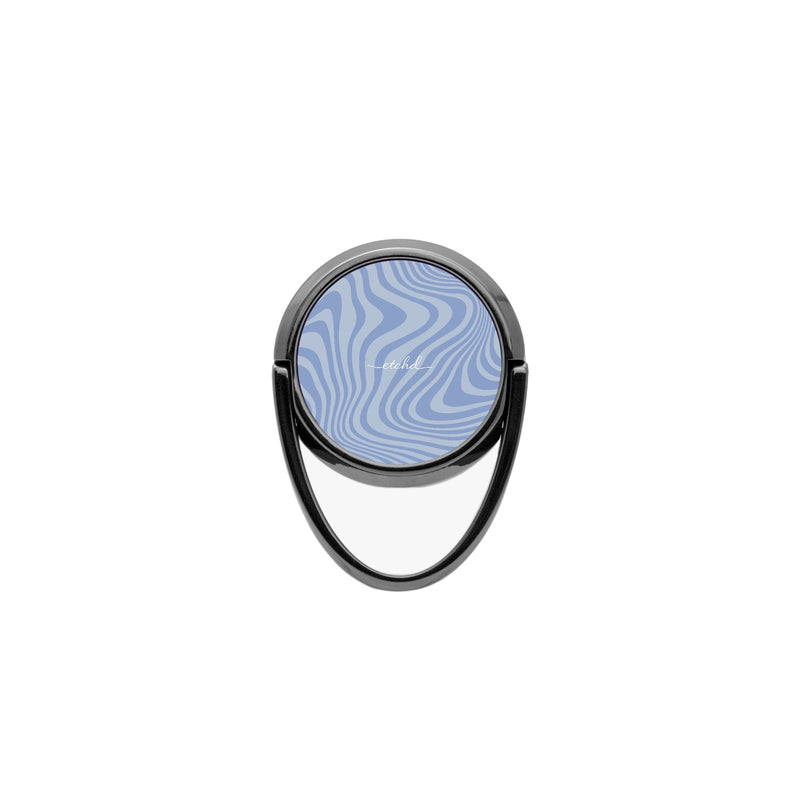Blue Curved Lines Handy Ring-Halterung-zoom-