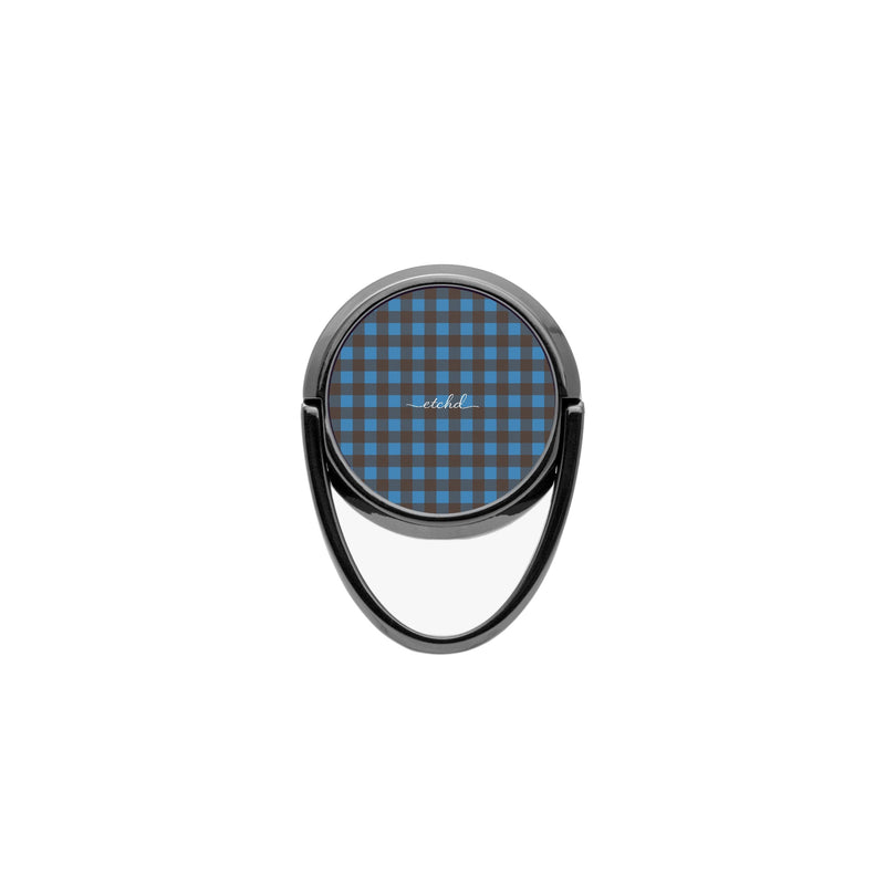 Cerulean & Espresso Gingham Anello supporto per telefono-zoom-