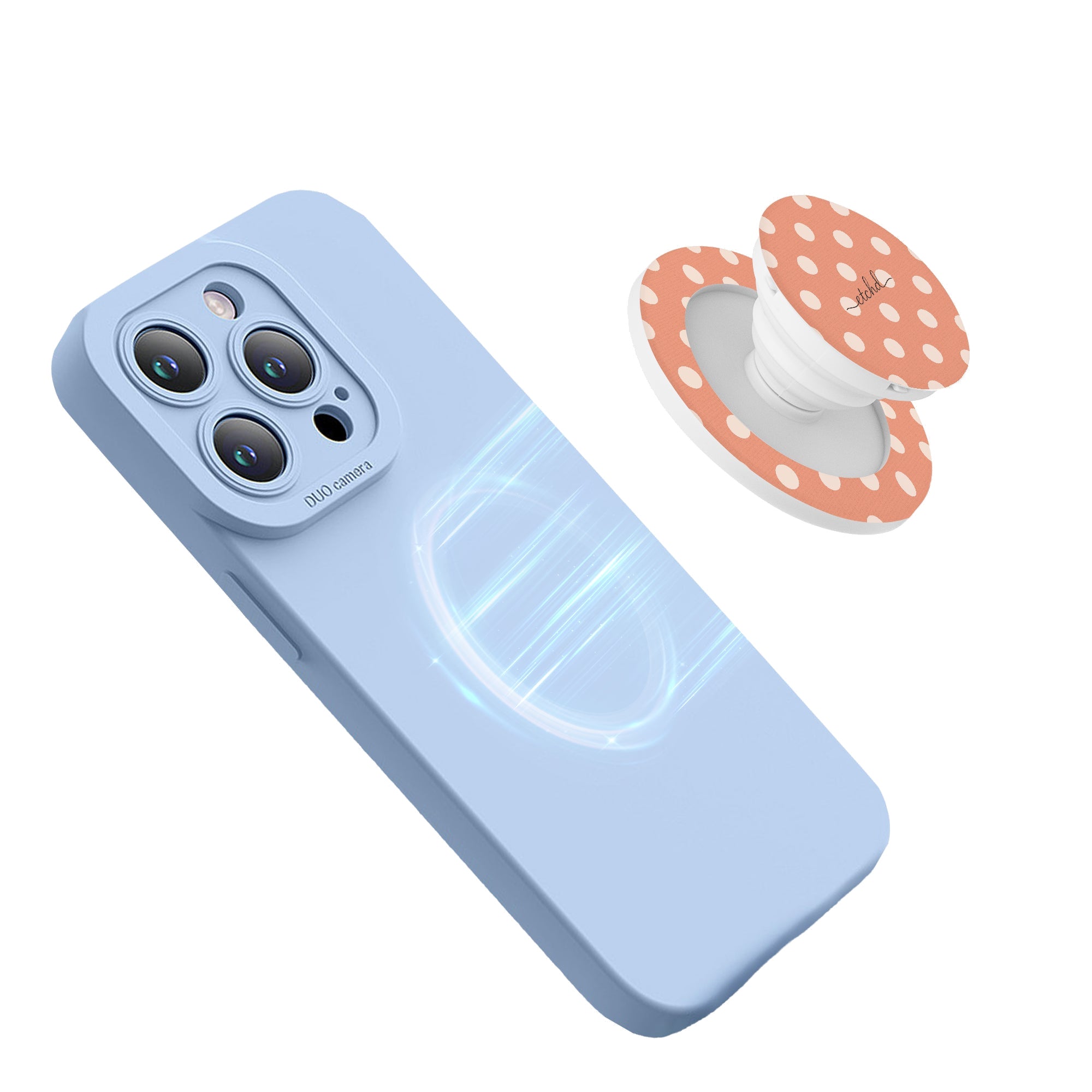Cream & Coral Polka Dot Phone Grip And Stand by etchd, view 8