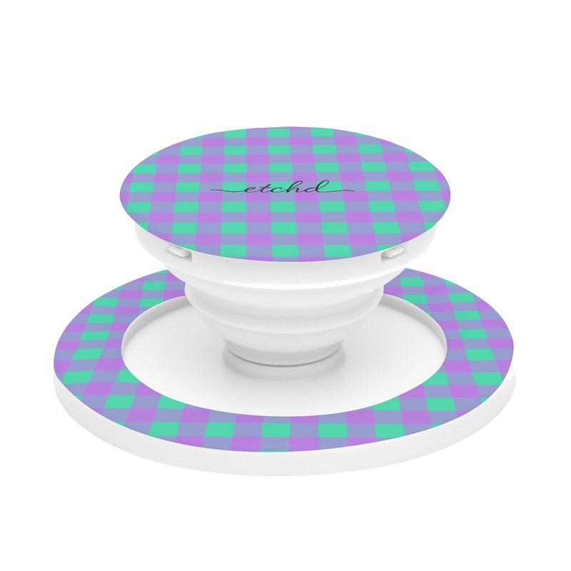 Hypermint & Lilac Gingham Anello e supporto per telefono-zoom-