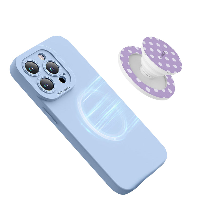 Cream & Lilac Polka Dot Handy-Halterung und Ständer-zoom-
