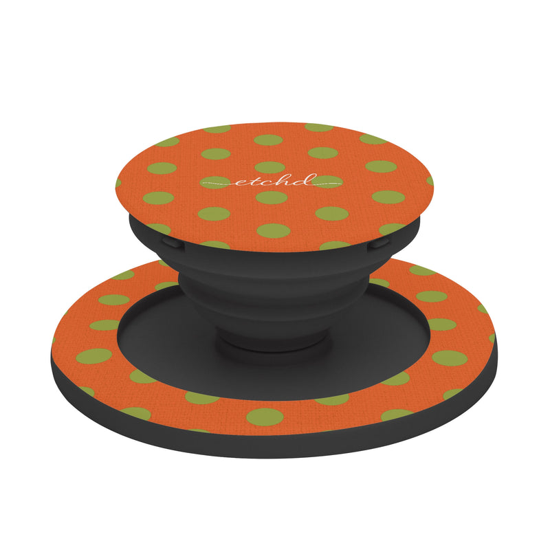 Wasabi And Persimmon Polka Dot Handy-Halterung und Ständer-zoom-