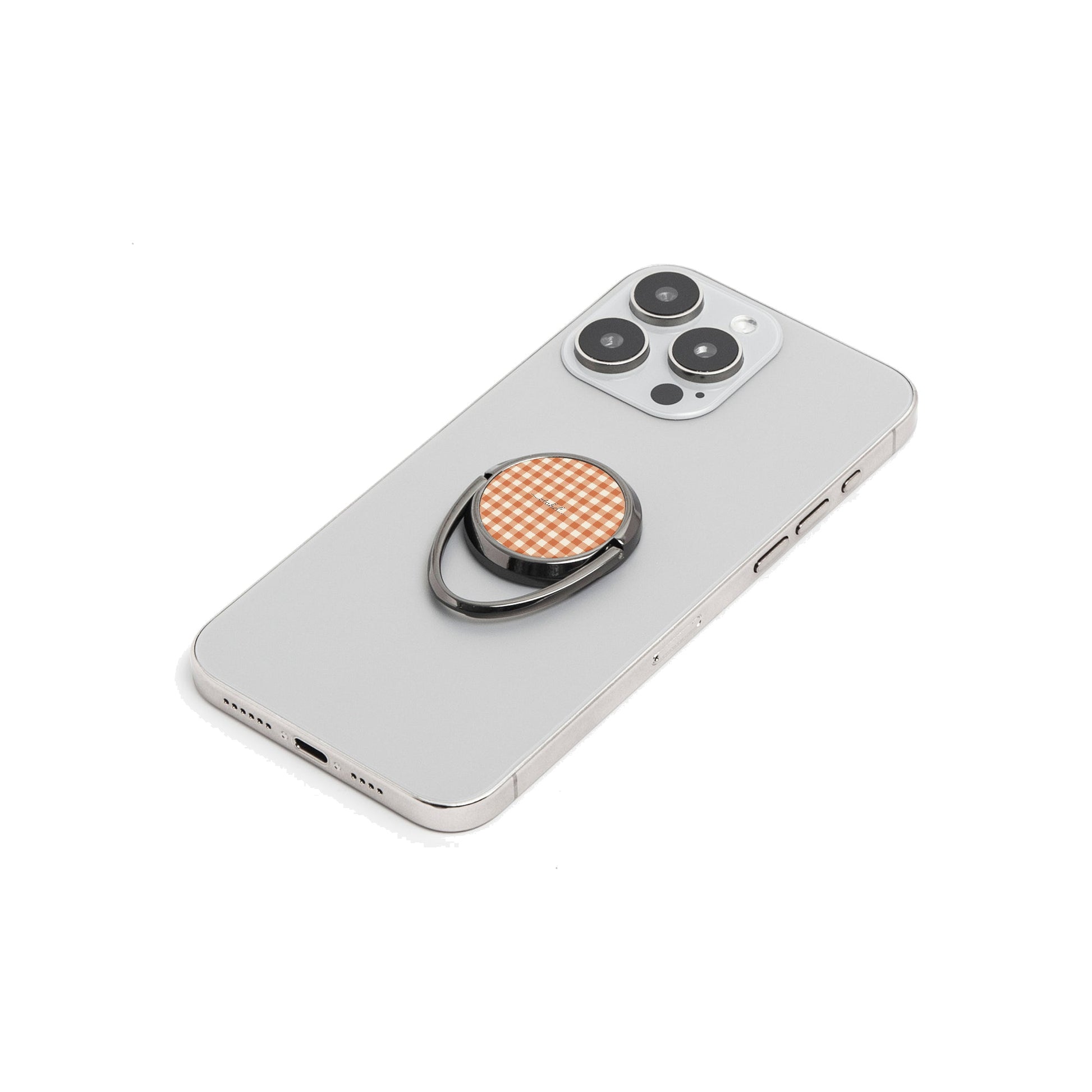 Terracotta & Cream Gingham Phone Ring Holder by etchd, view 6