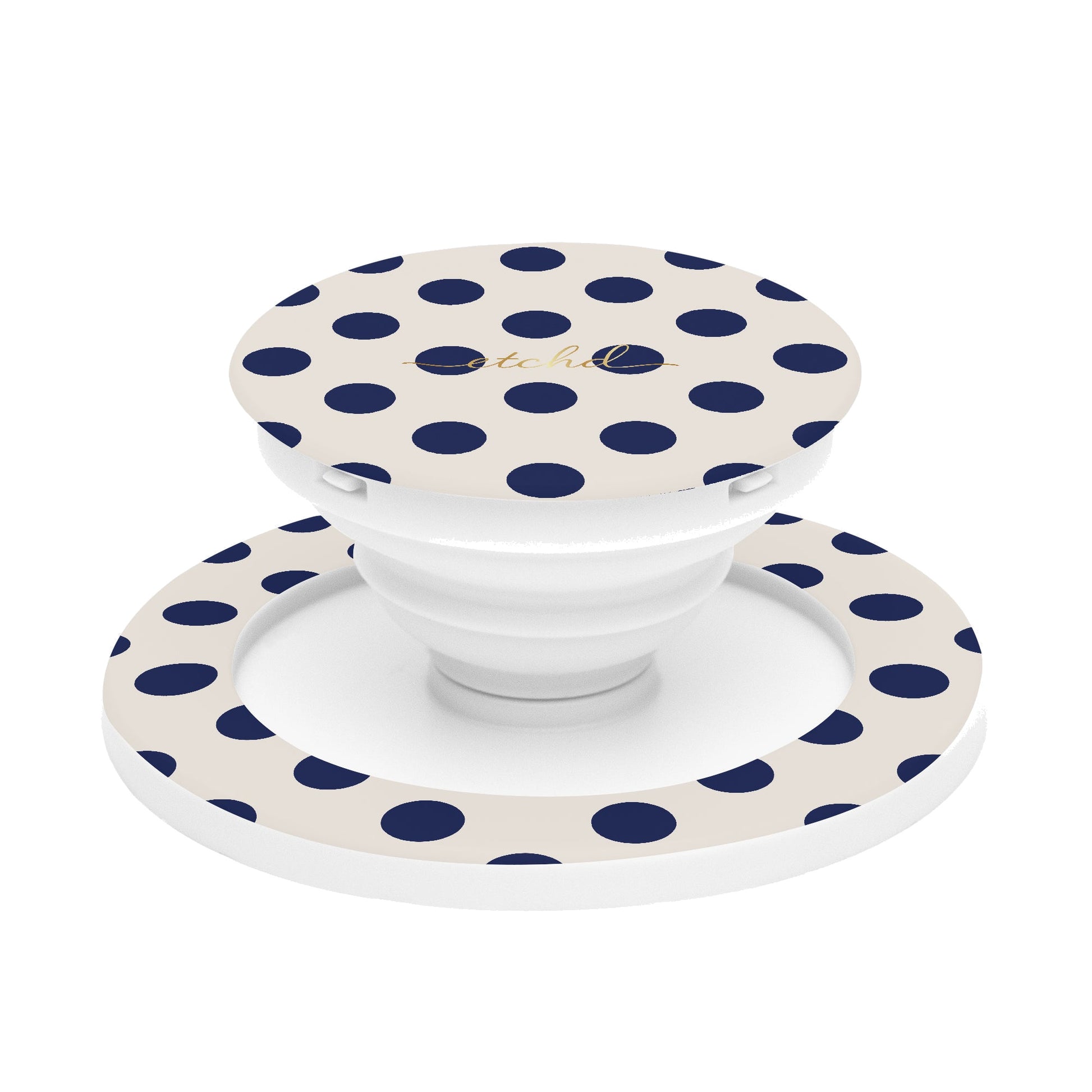 Navy & Cream Polka Dot Phone Grip And Stand by etchd
