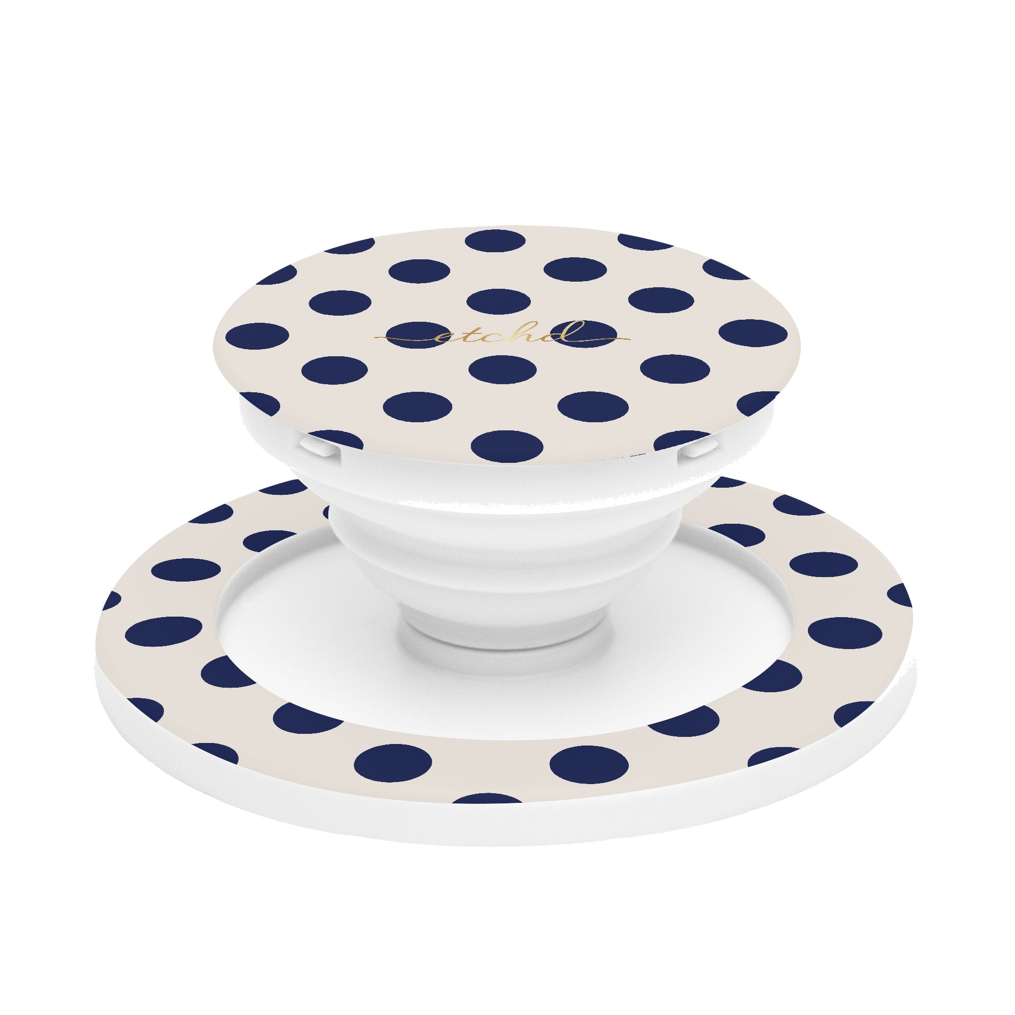 Navy & Cream Polka Dot Phone Grip And Stand by etchd