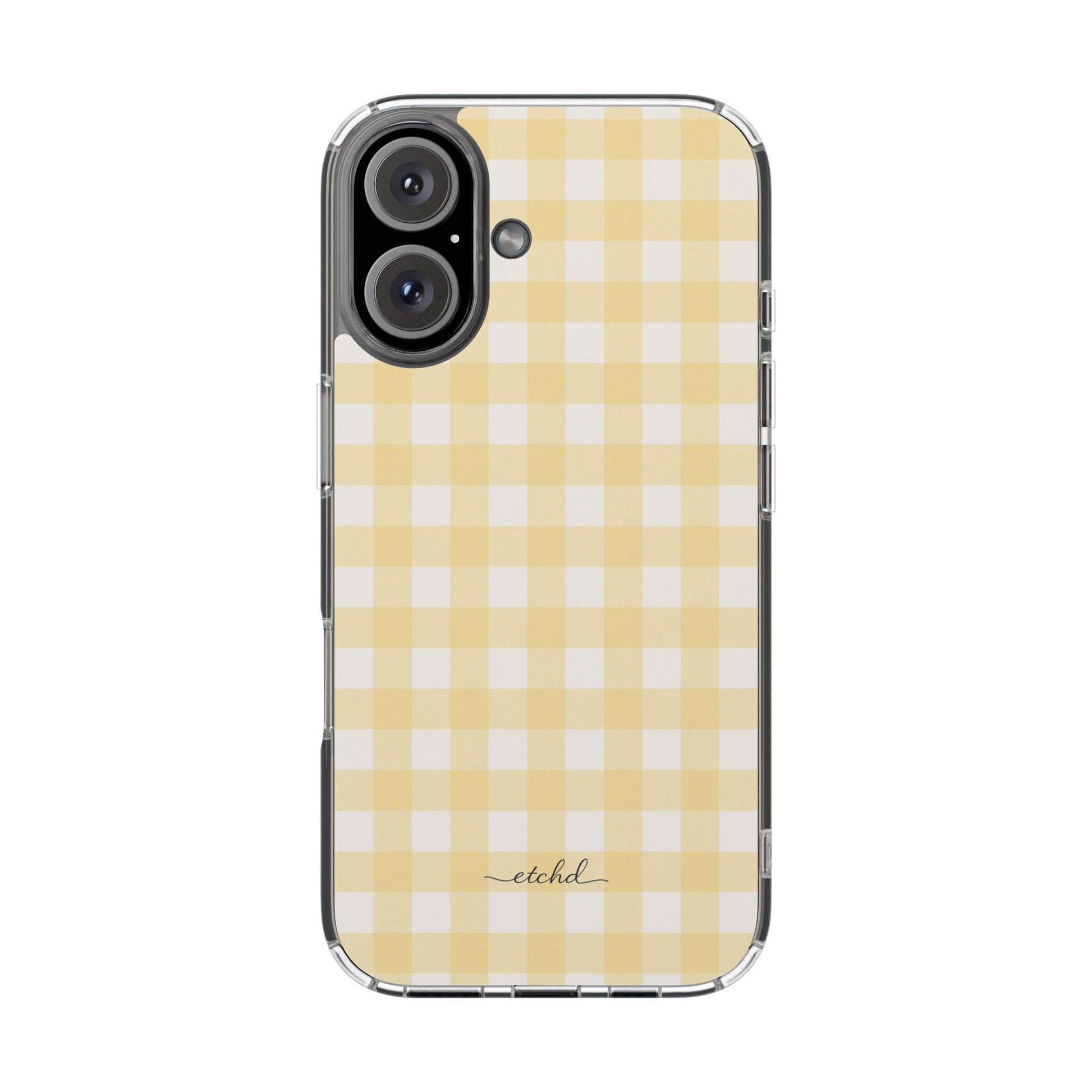 Butter Gingham Clear Magnetic Phone Case by etchd, view 2