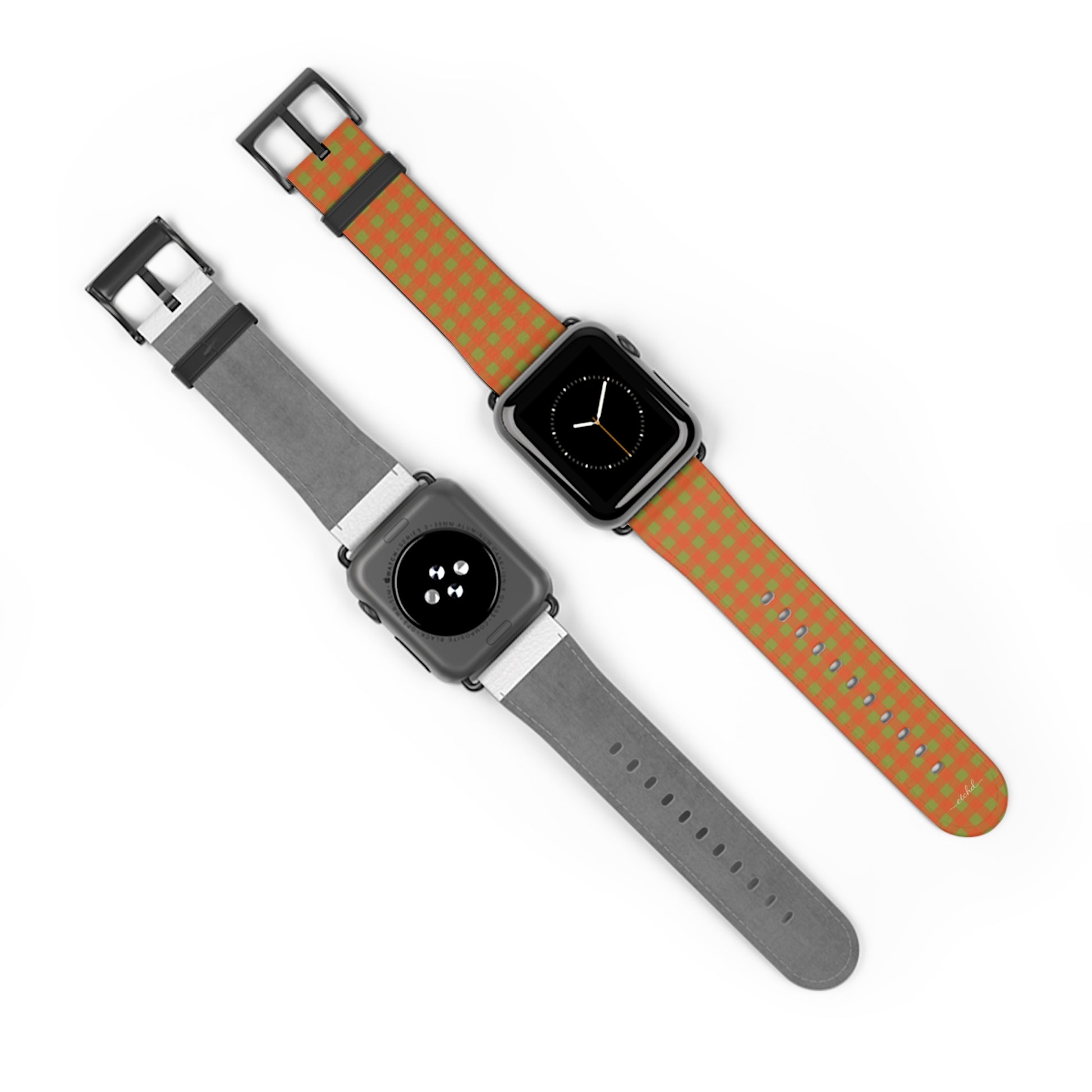 Persimmon & Wasabi Gingham Smartwatch Strap by etchd, view 10