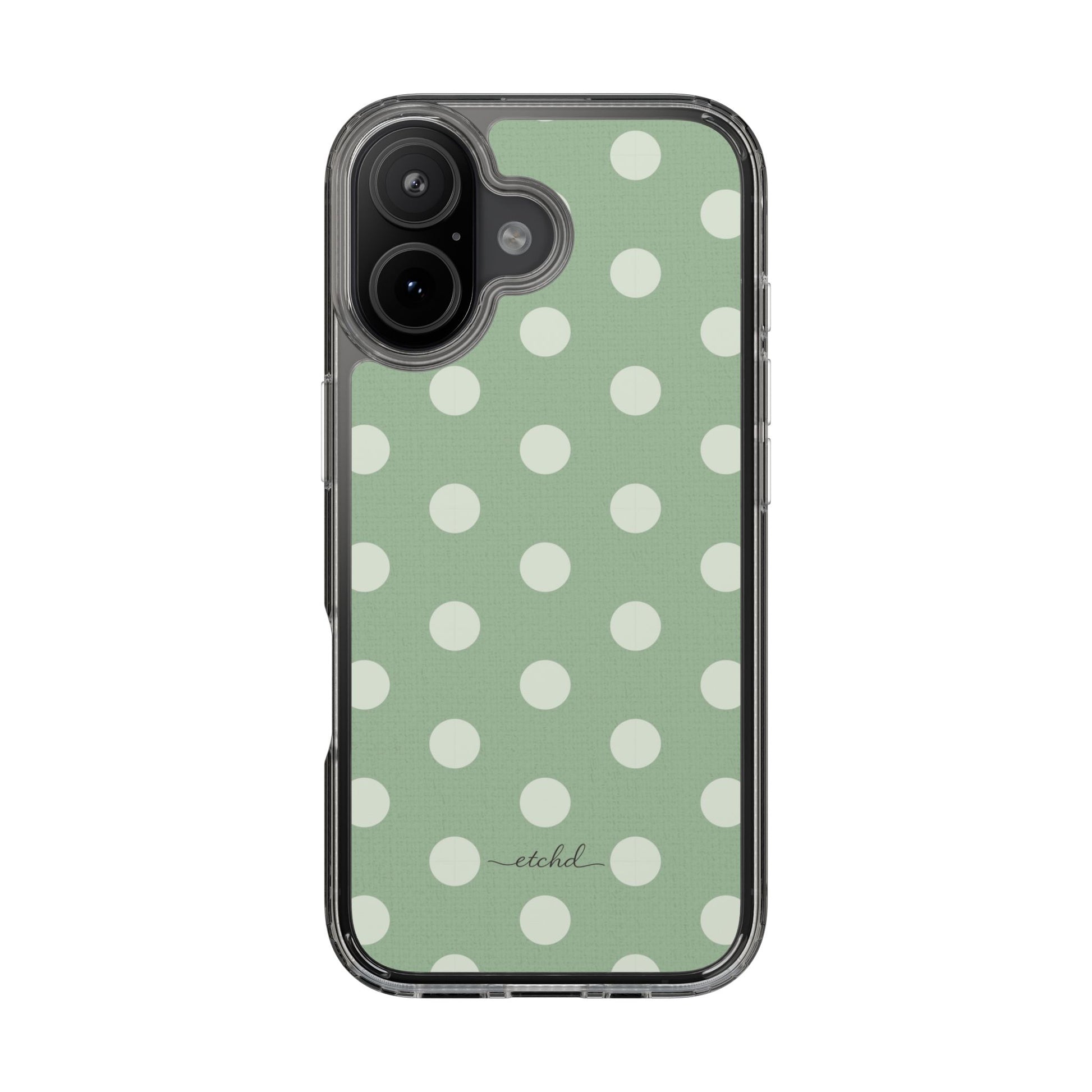 Cream & Sage Polka Dot Clear Phone Case by etchd, view 35