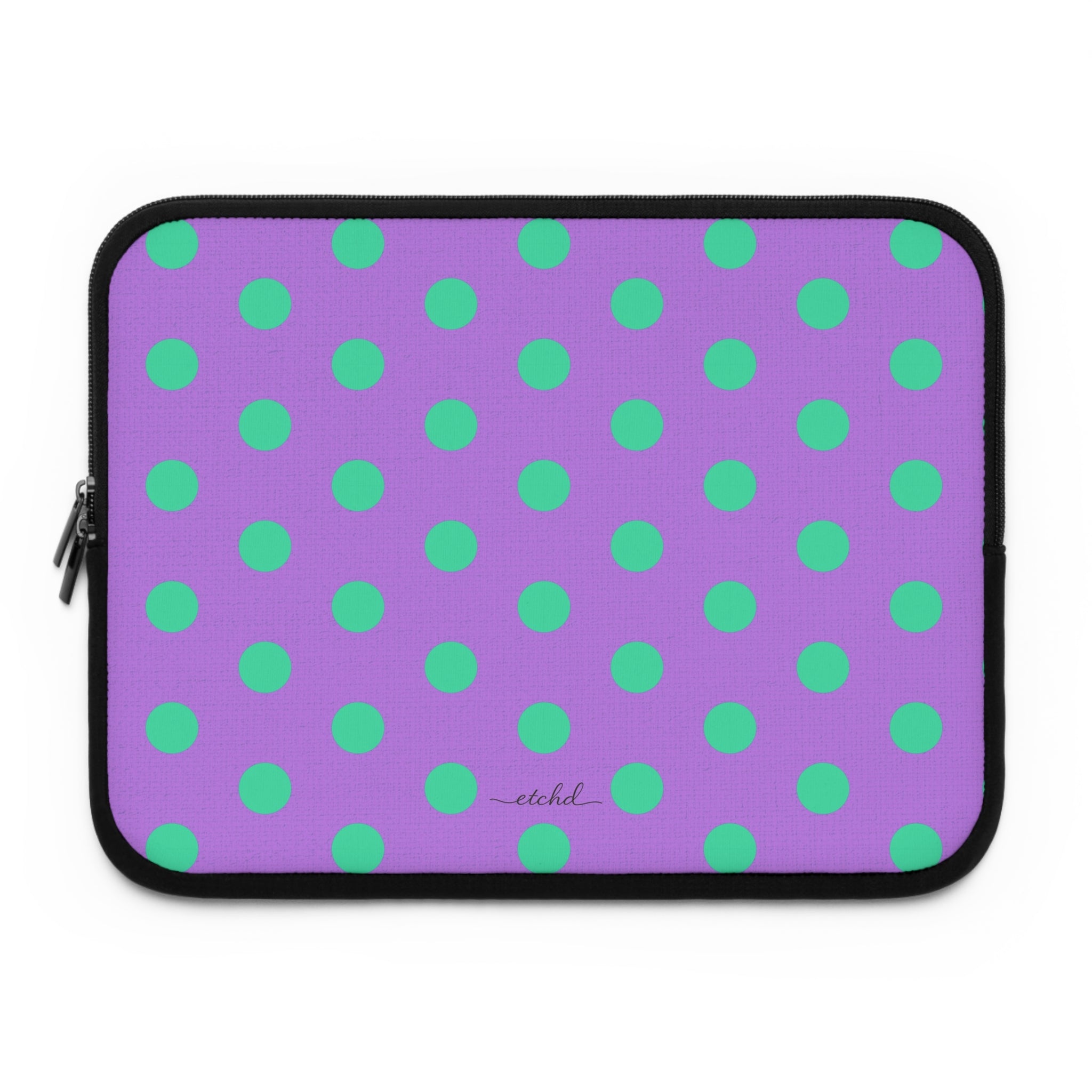 Hypermint And Lilac Polka Dot Laptop Sleeve by etchd