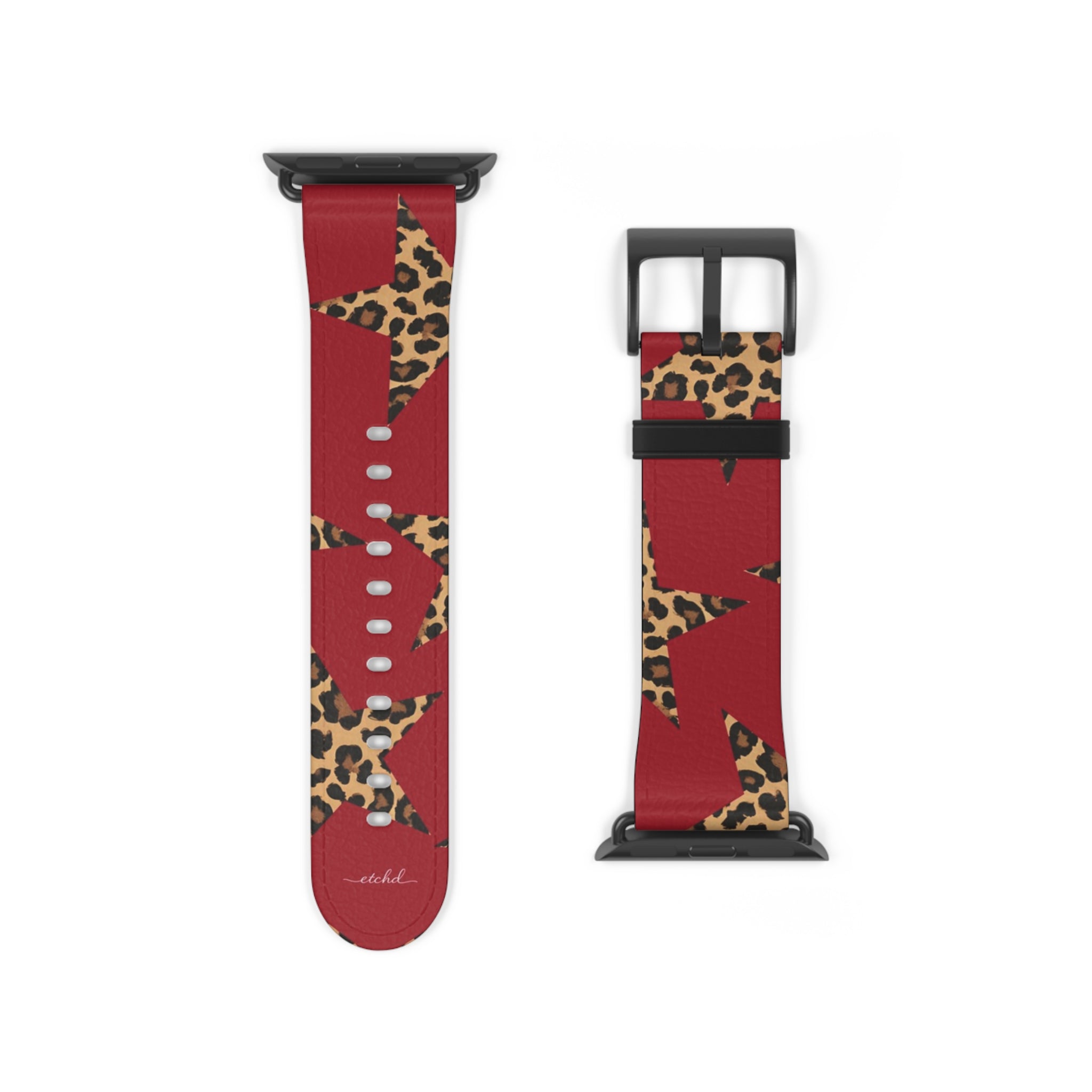 Red & Leopard Stars Smartwatch Strap by etchd, view 9