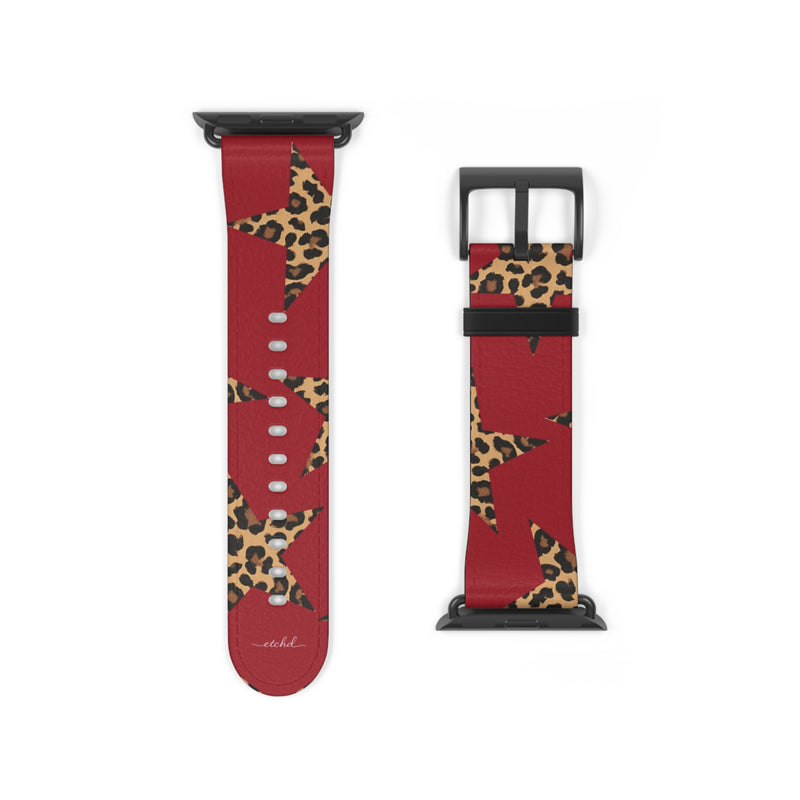 Red & Leopard Stars Smartwatch Strap by etchd, view 9