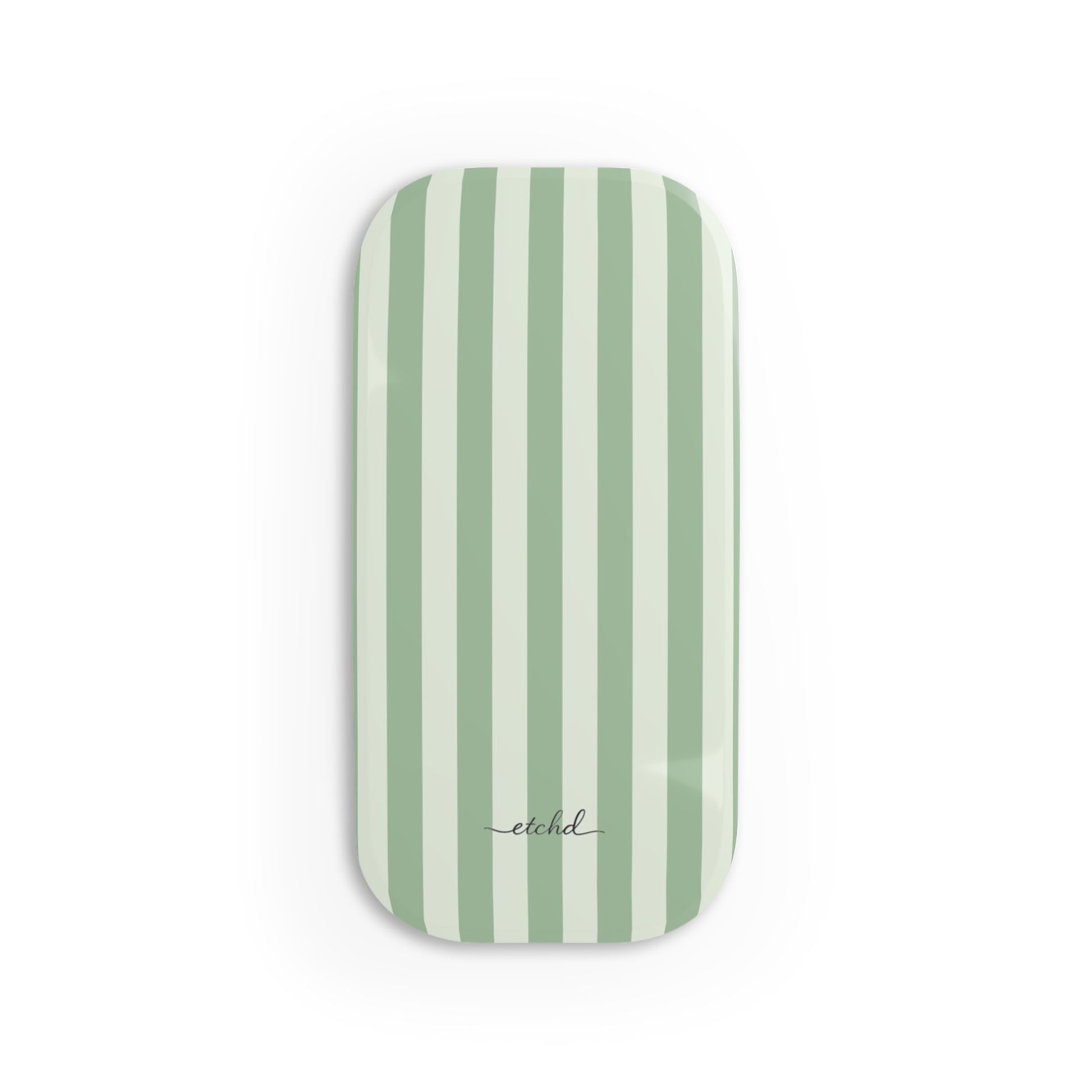 Sage & Cream Striped Click-On Phone Grip by etchd