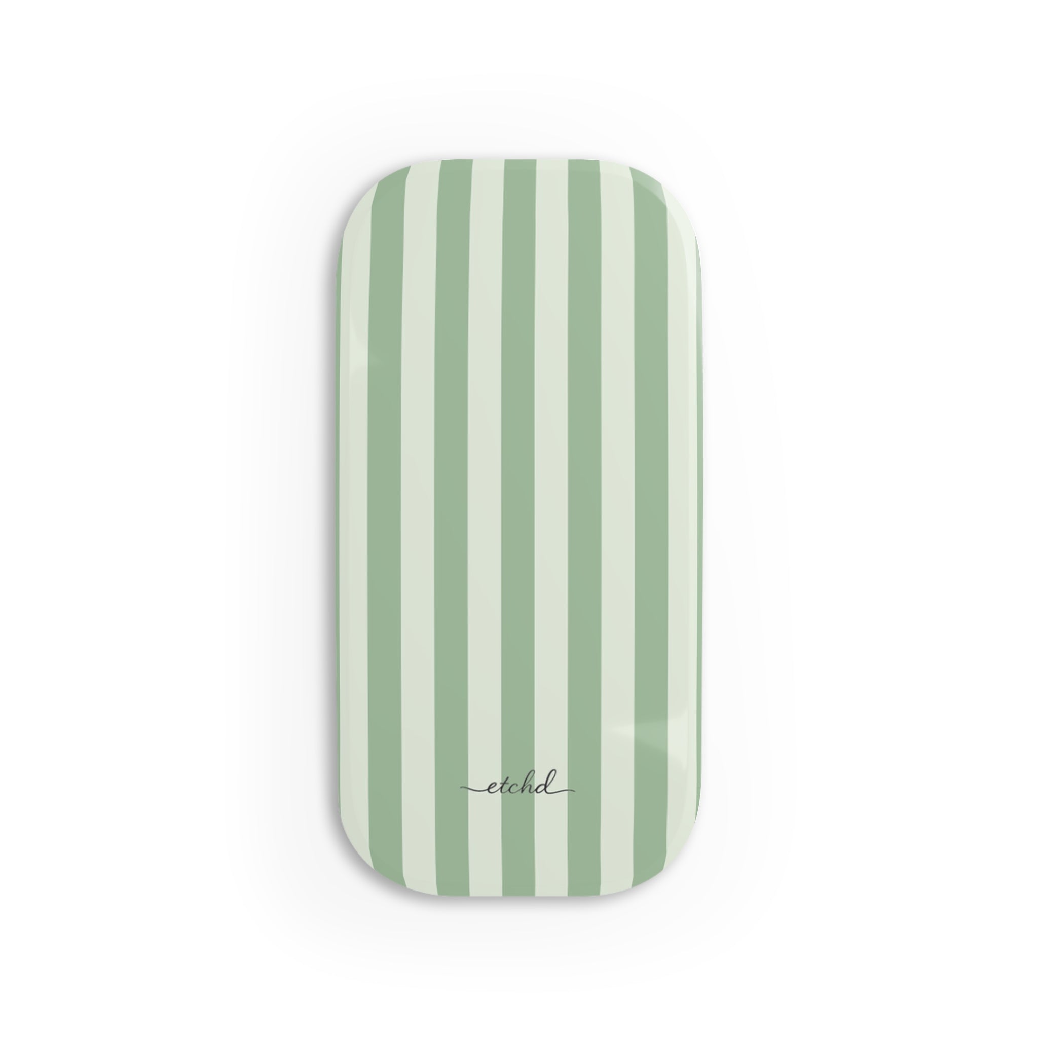 Sage & Cream Striped Click-On Phone Grip by etchd