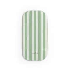 Sage & Cream Striped Click-On Phone Grip by etchd