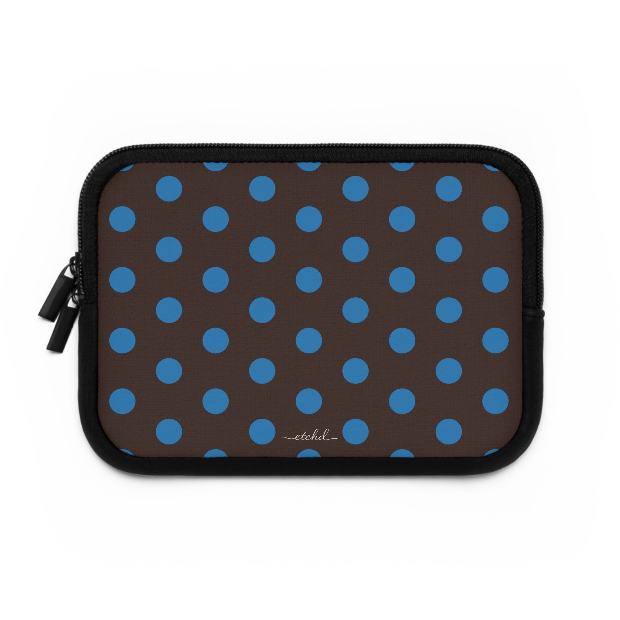 Cerulean & Espresso Polka Dot Laptop Sleeve by etchd, view 2