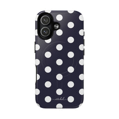 White And Navy Polka Dot Magnetic Phone Case by etchd, view 59