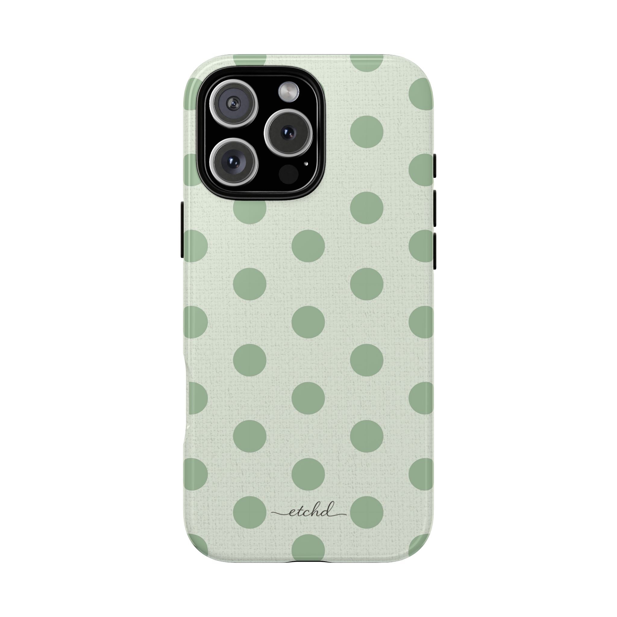 Sage & Cream Polka Dot Phone Case by etchd