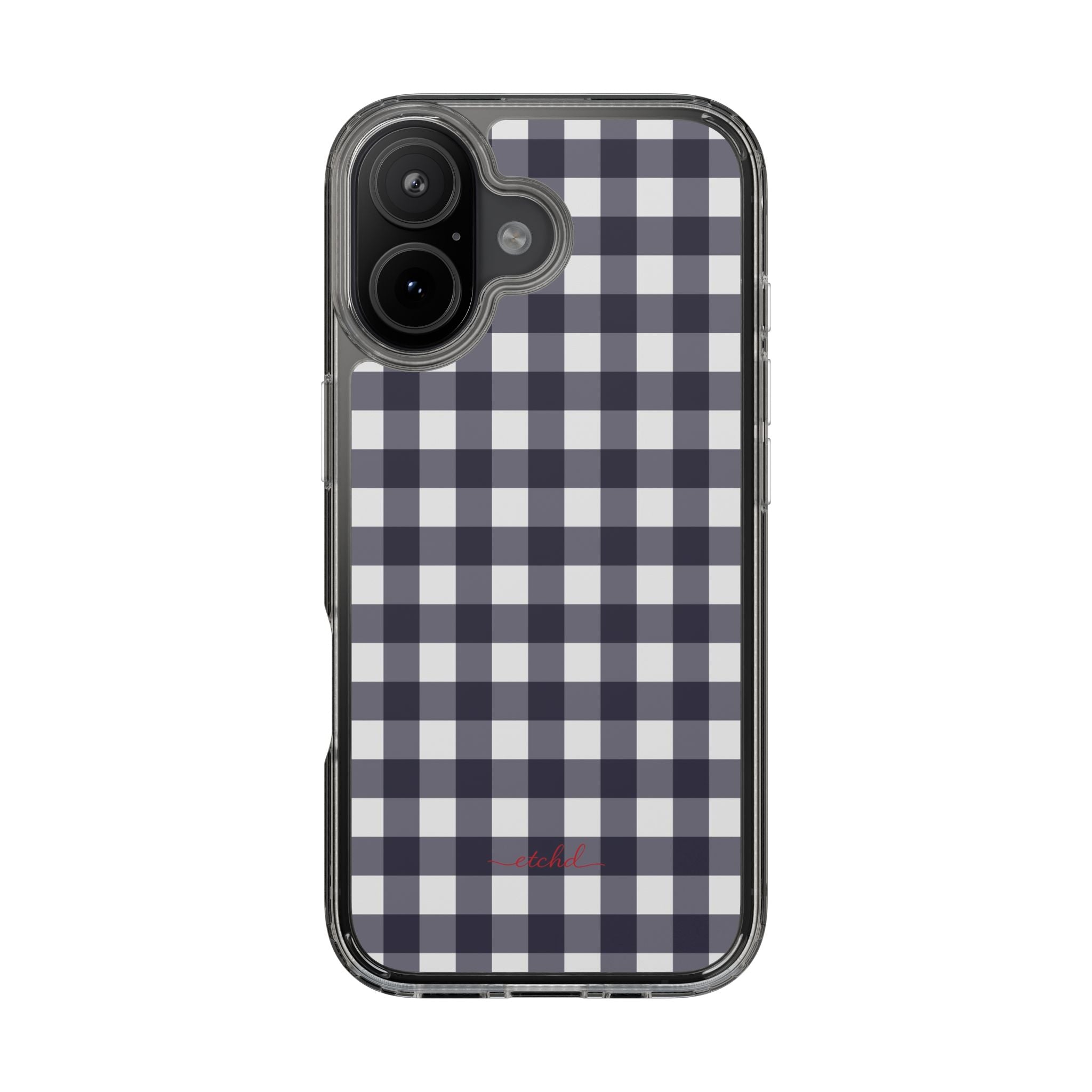 White & Navy Gingham Clear Phone Case by etchd, view 35