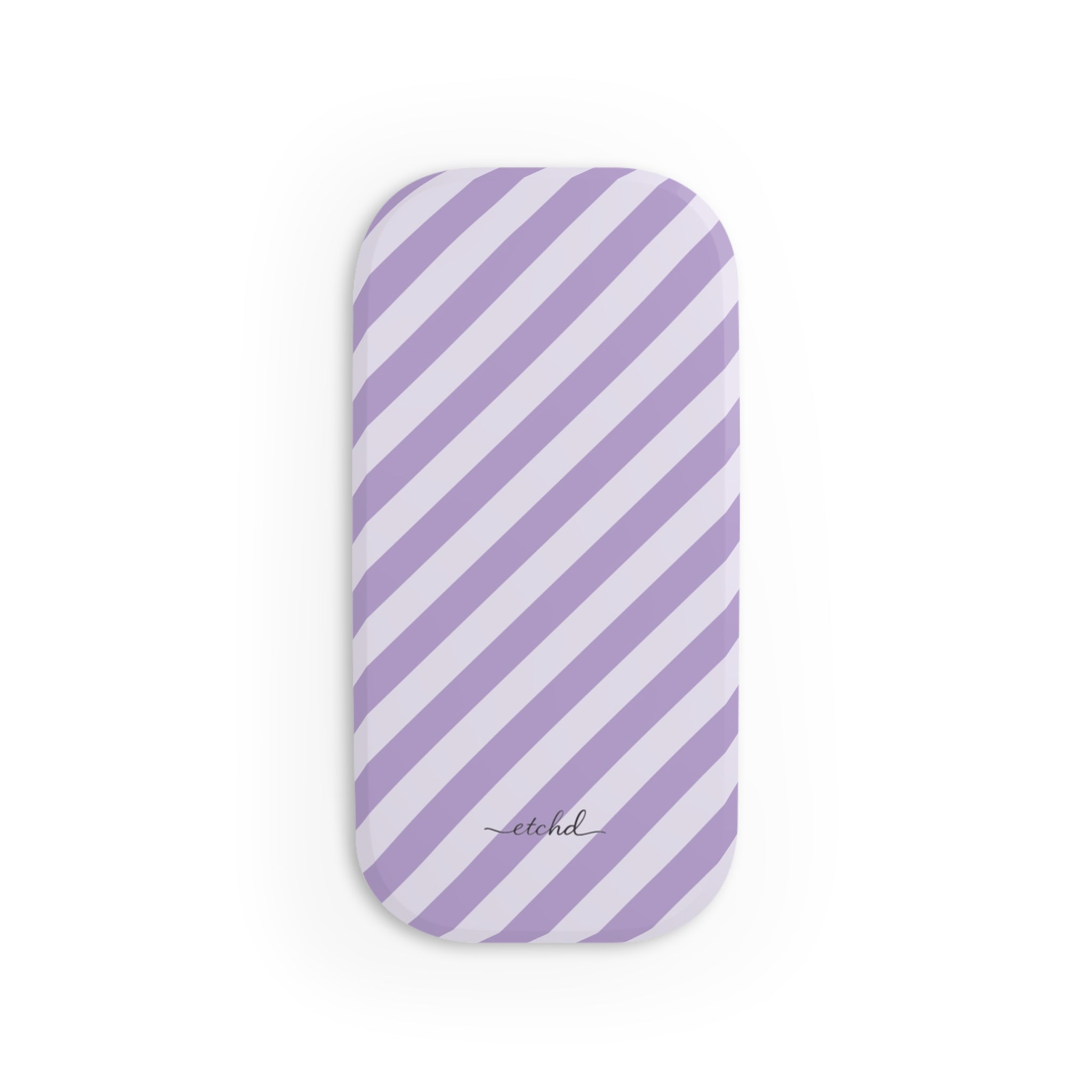 Lilac & Cream Striped Diagonal Click-On Phone Grip by etchd, view 2