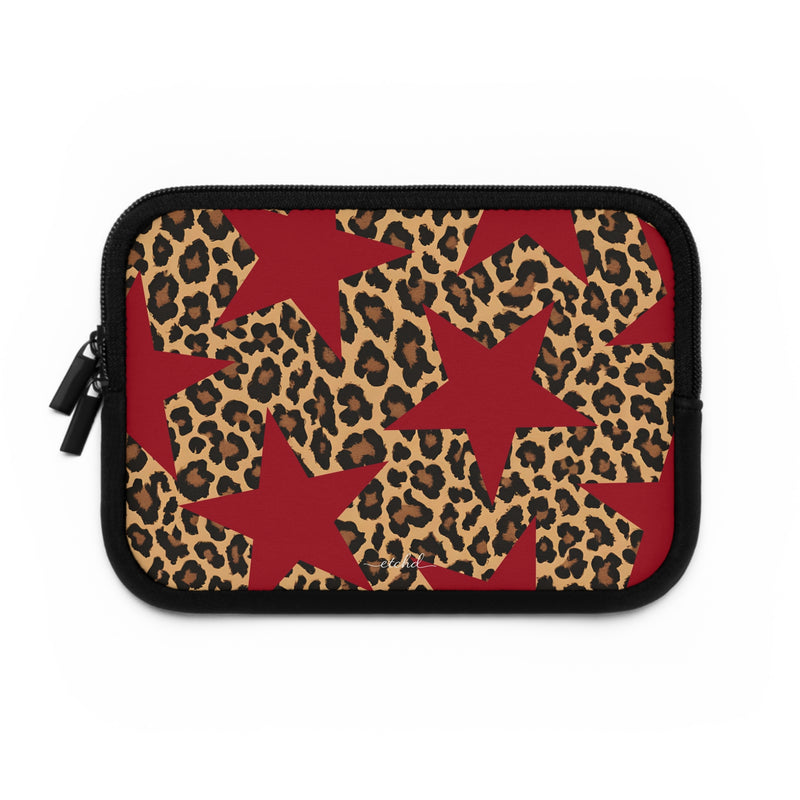 Leopard & Red Stars Laptop Sleeve by etchd, view 2