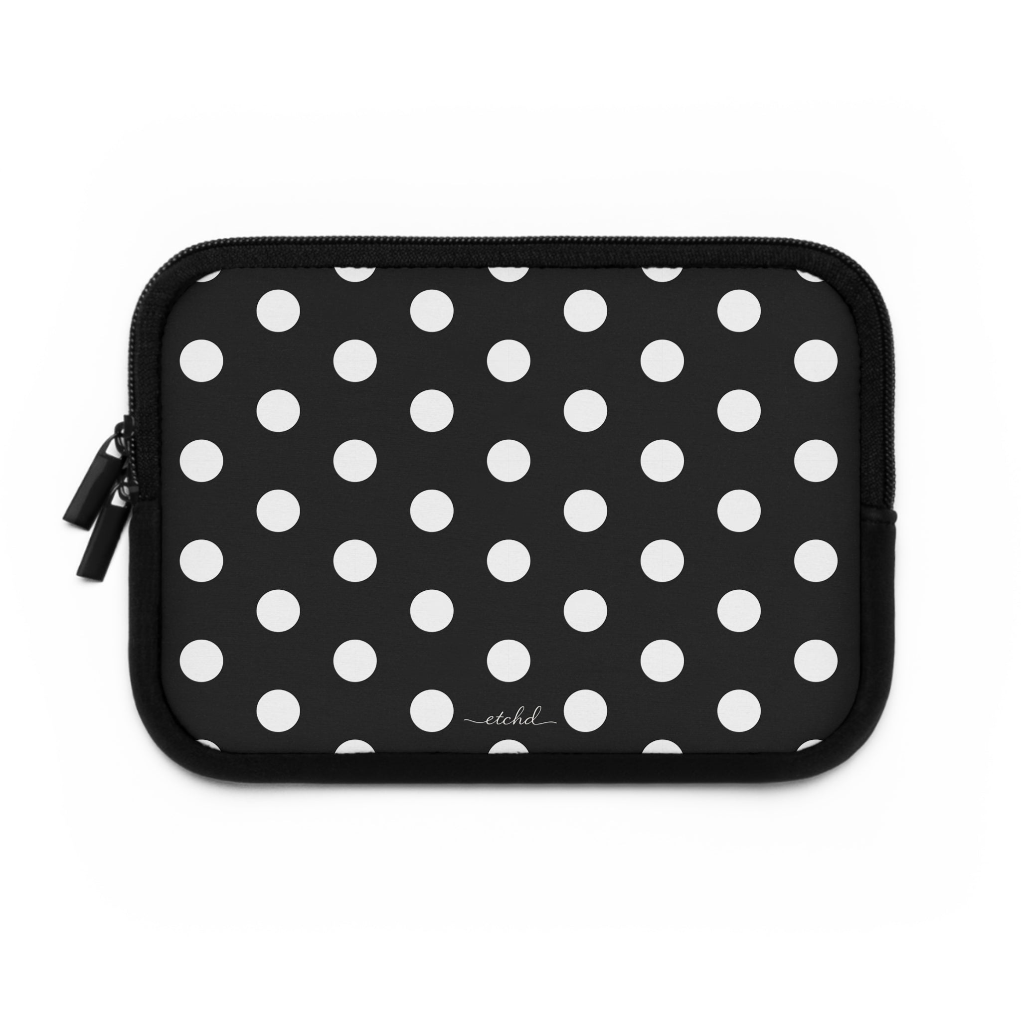 White & Black Polka Dot Laptop Sleeve by etchd, view 2