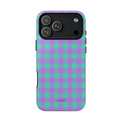 Hypermint & Lilac Gingham Magnetic Phone Case by etchd, view 31