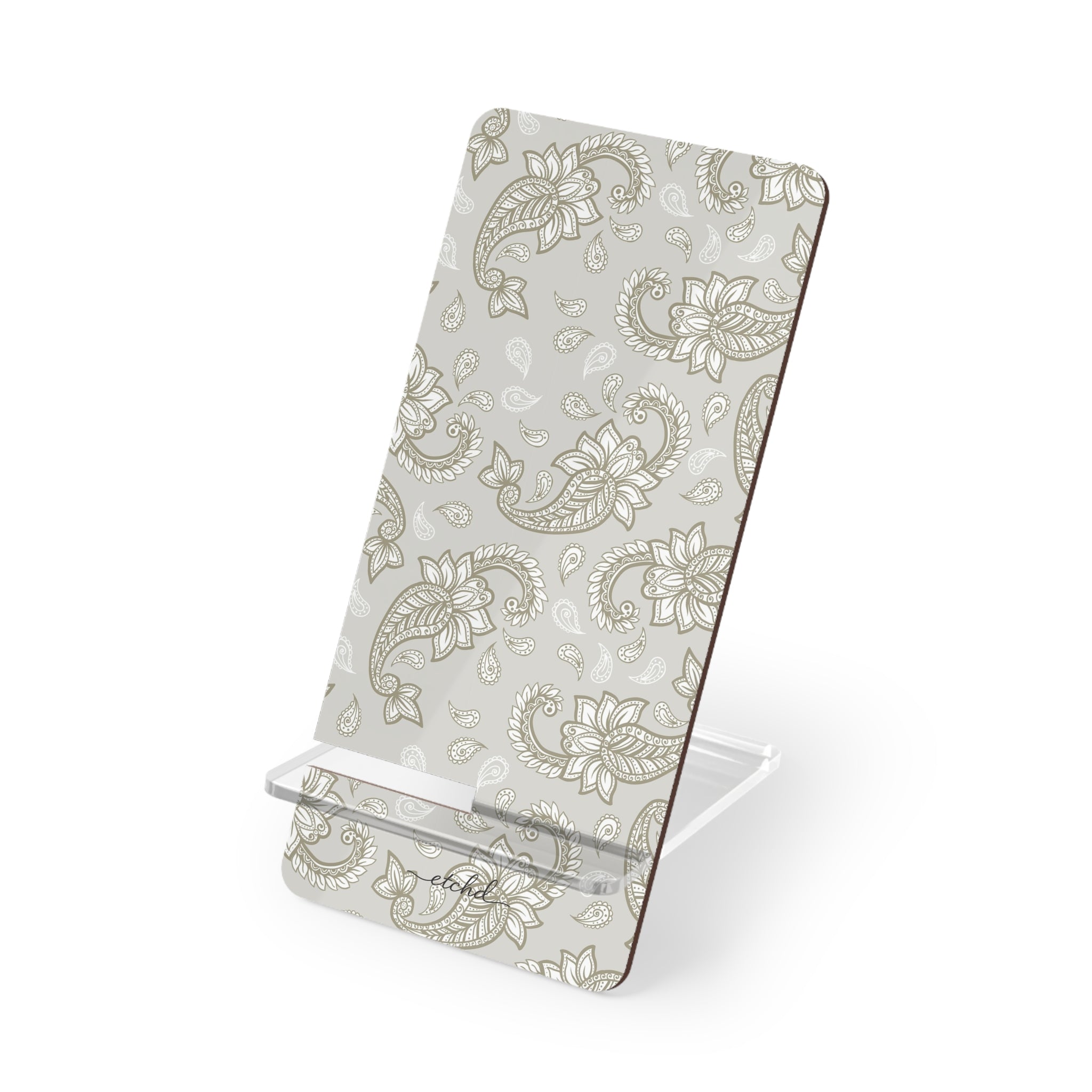 Beige Paisley Phone Stand by etchd